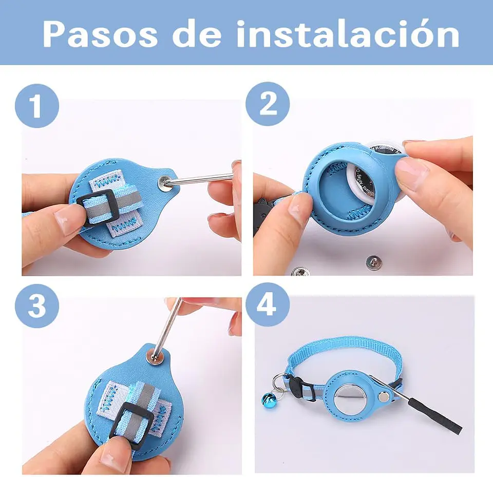 Collar Correa Con Funda Para Airtag Localizar Gato / Perro 7