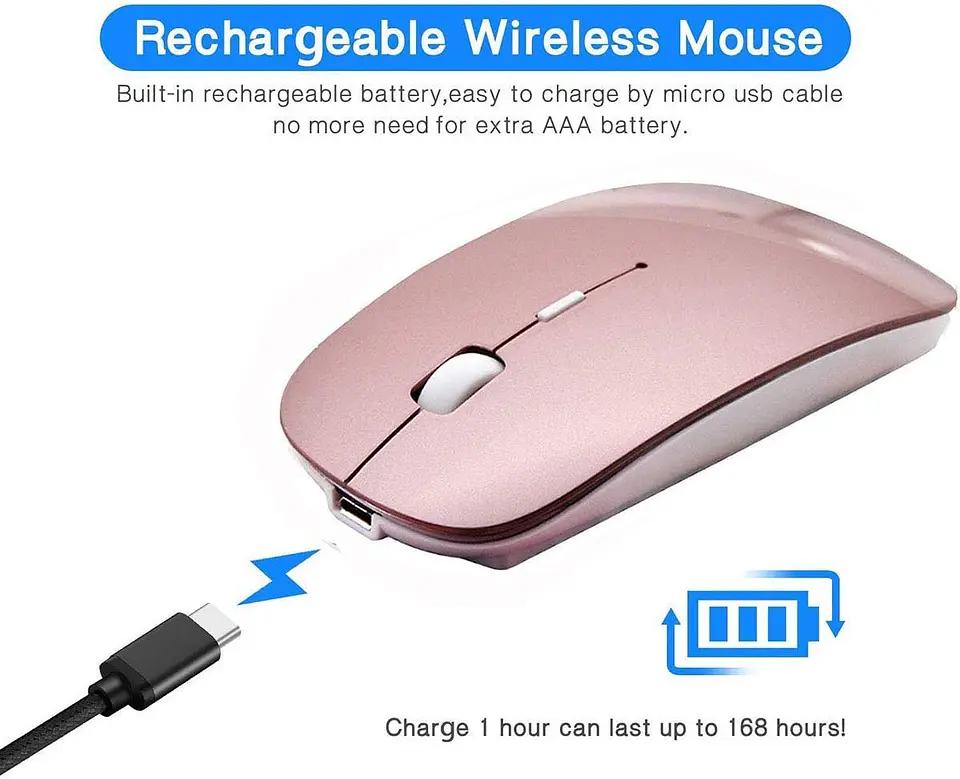 Mouse Inalambrico Bluetooth 2.4GHZ Recargable Para iPad Tablet PC Notebook 9