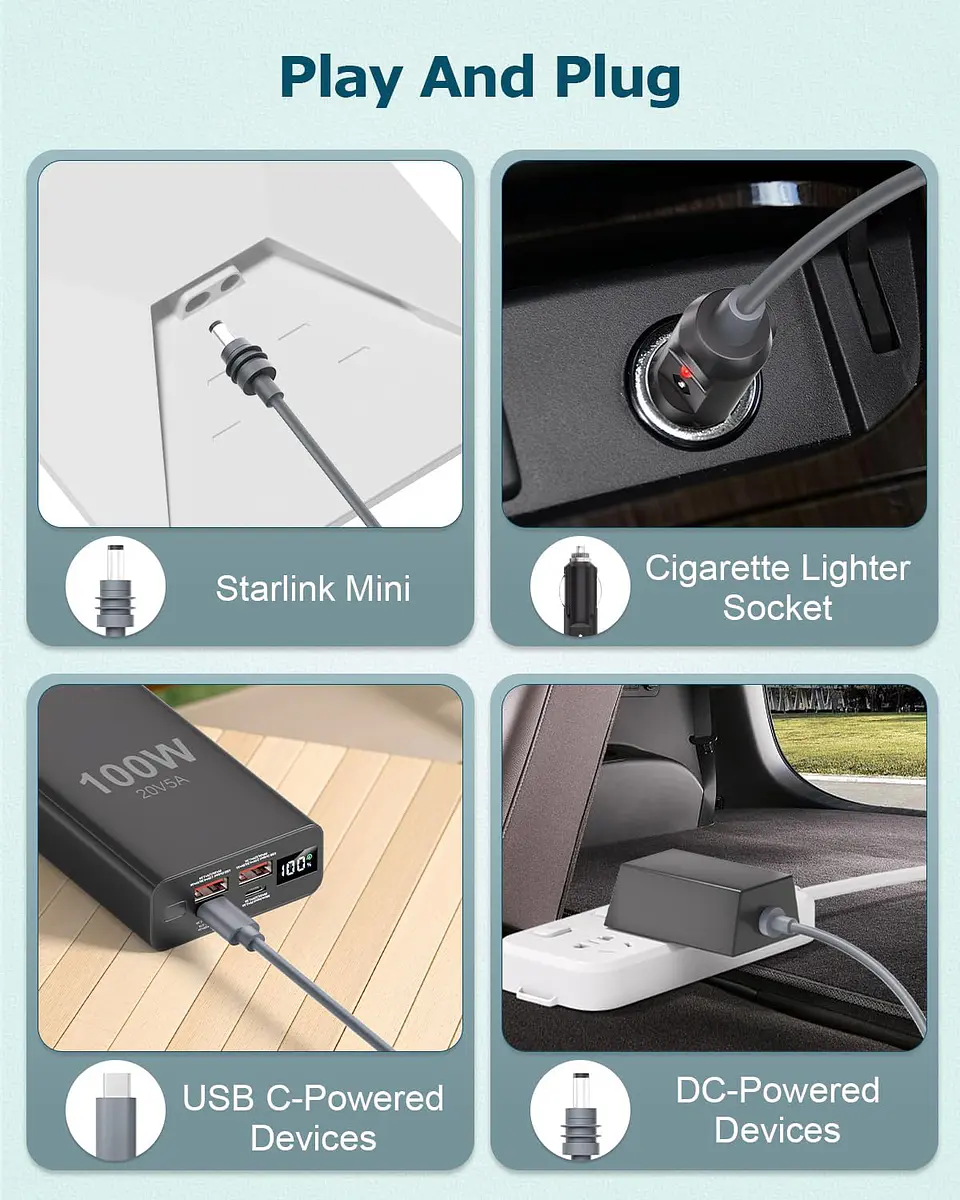 Cable de Carga 3 en 1 para Starlink Mini 3 Metros 4