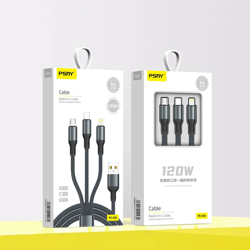 Cable de Carga PSNY 3 en 1 – 120W 2