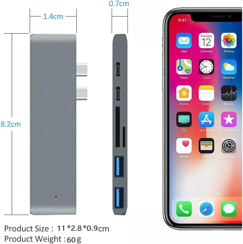  Adaptador Extensor Hub Usb 3.0 Tipo C 7 En 1 para Macbook Neo / Pro / Air M1 M2 M3 M4/M5 4