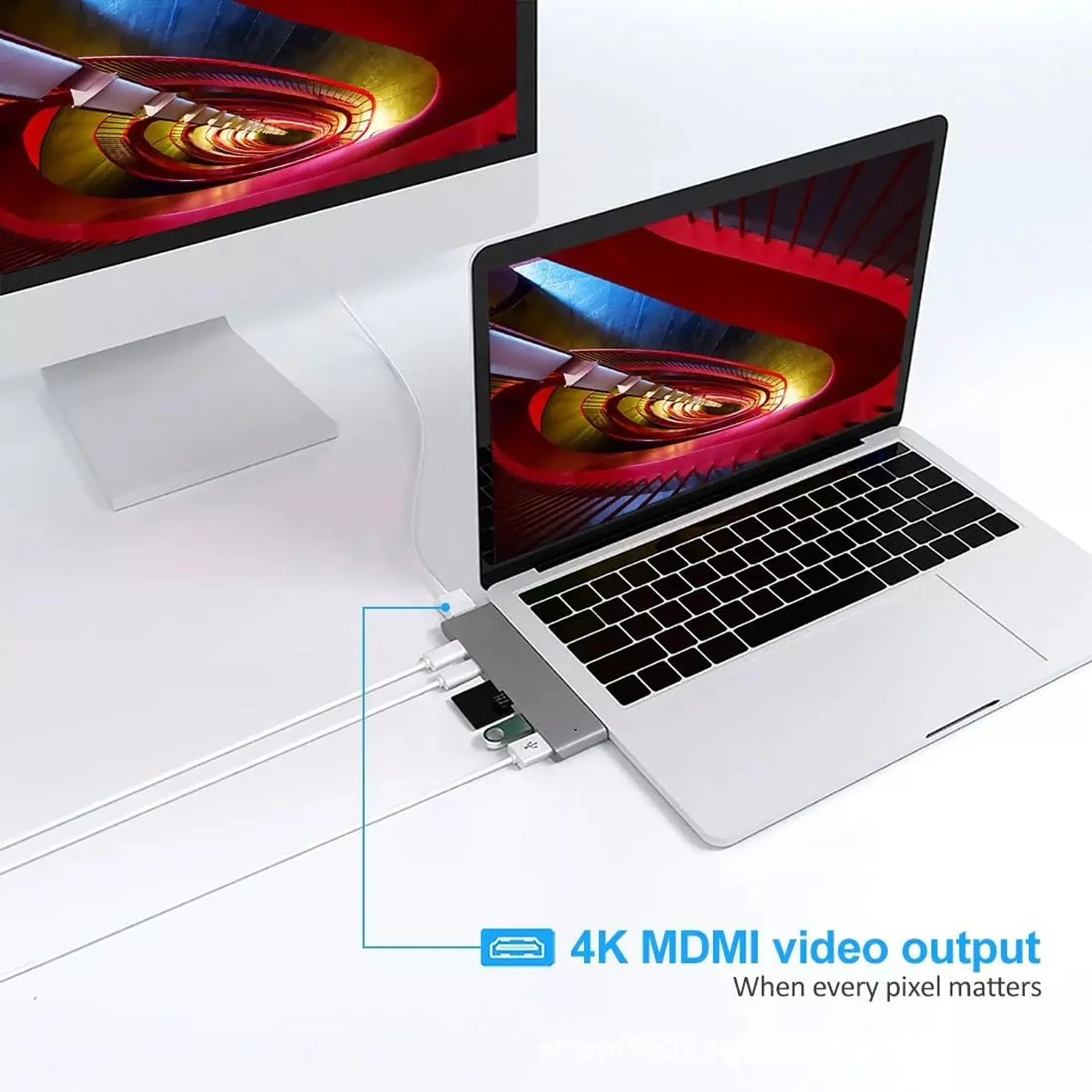  Adaptador Extensor Hub Usb 3.0 Tipo C 7 En 1 para Macbook Neo / Pro / Air M1 M2 M3 M4/M5 3