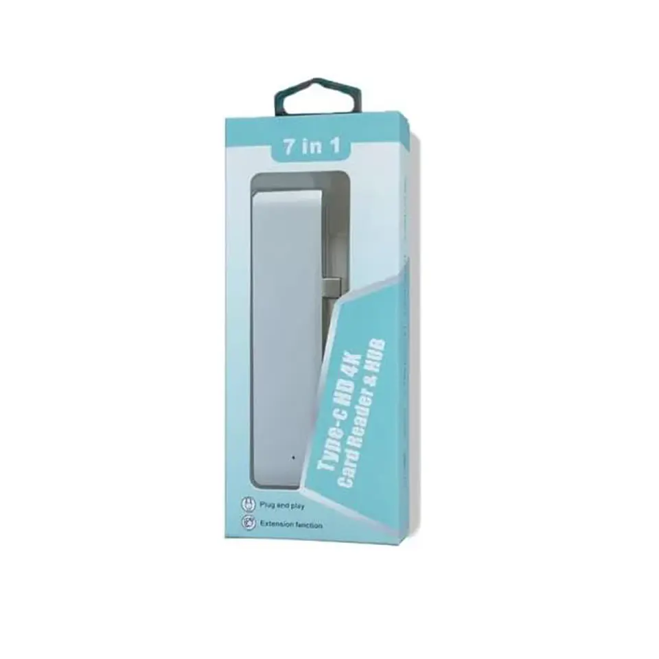  Adaptador Extensor Hub Usb 3.0 Tipo C 7 En 1 para Macbook Neo / Pro / Air M1 M2 M3 M4/M5 7