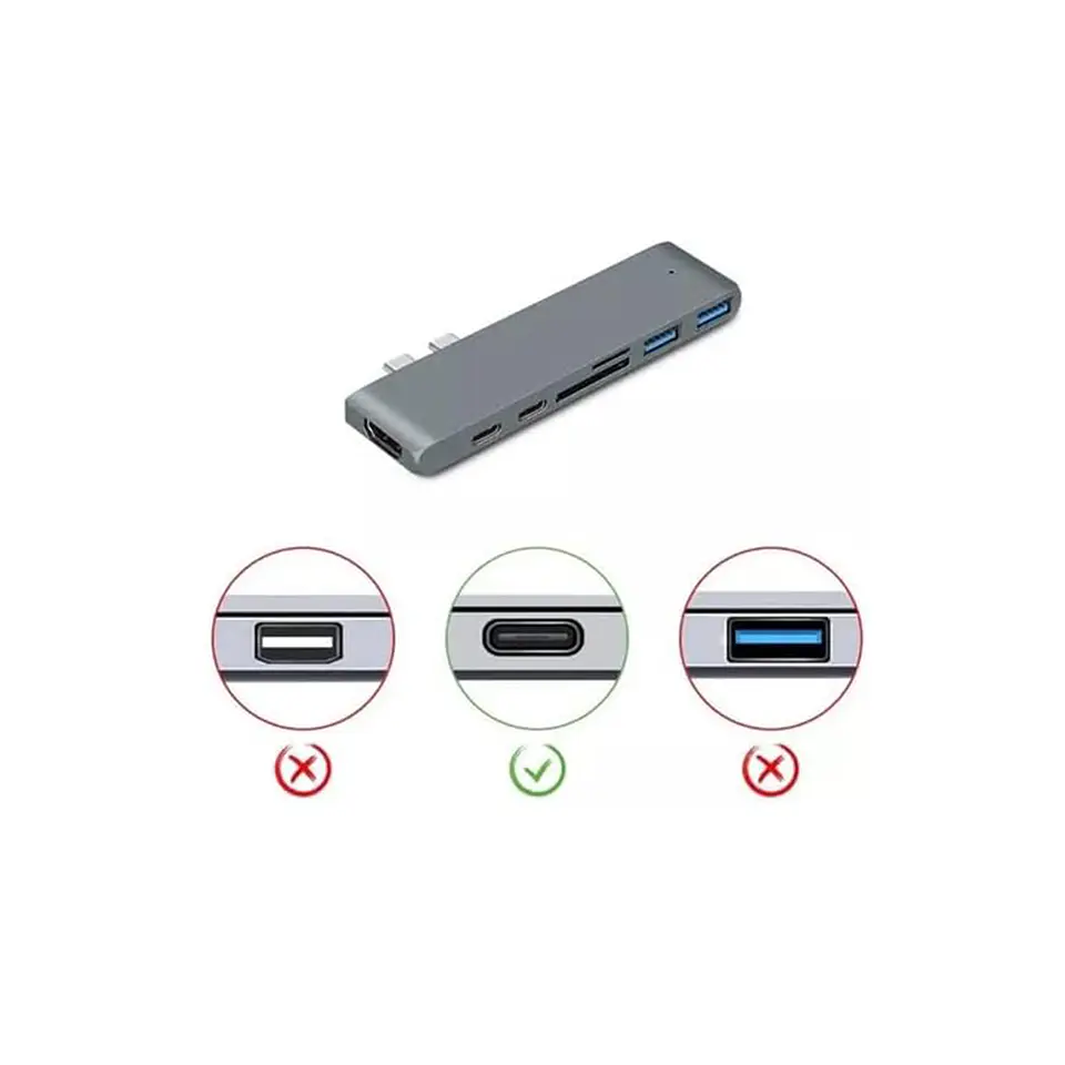  Adaptador Extensor Hub Usb 3.0 Tipo C 7 En 1 para Macbook Neo / Pro / Air M1 M2 M3 M4/M5 6