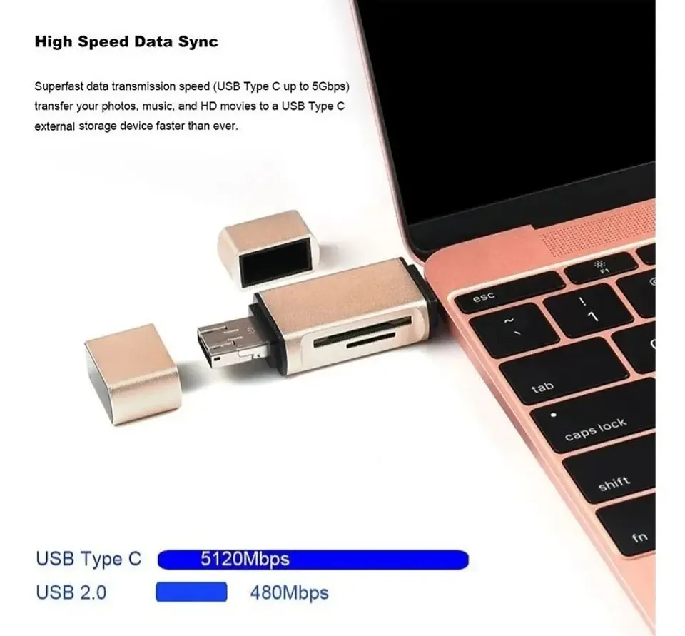 Adaptador Lector Tarjeta Sd Micro Sd A Usb Tipo C Micro Usb 4