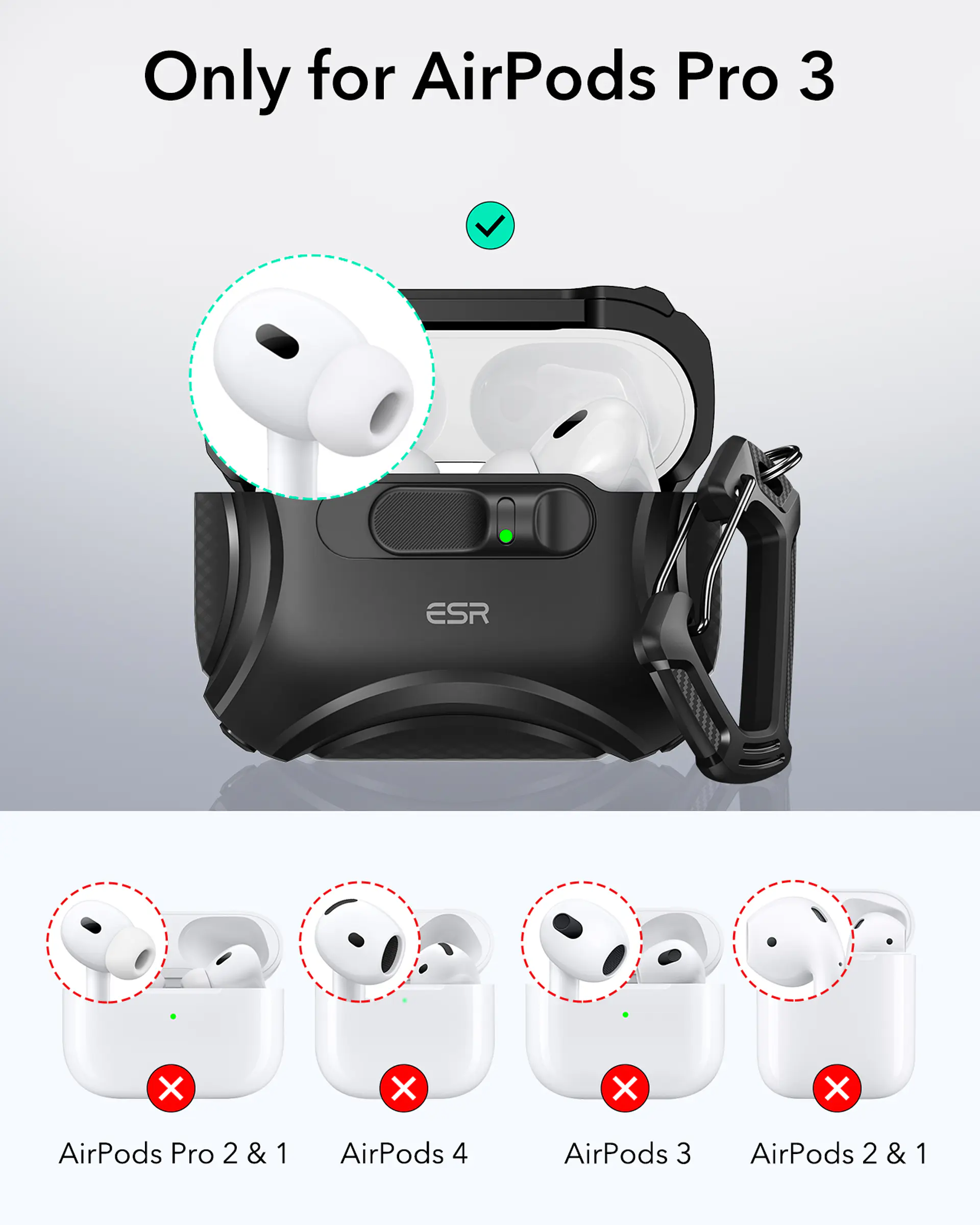 Carcasa Funda ESR Para AirPods Pro 3 Cyber FlickLock 2