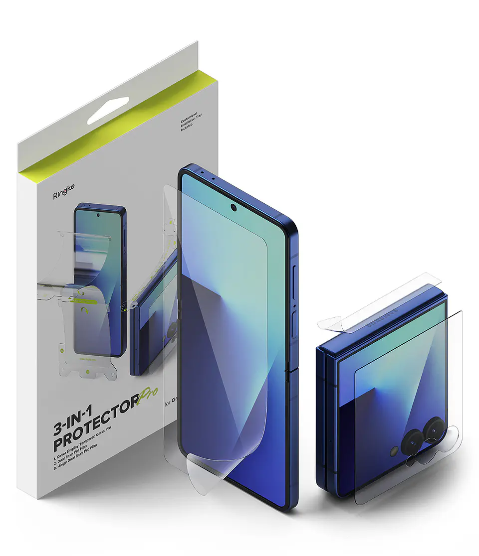 Lamina Protectora Ringke Para Galaxy Z Flip 7 (3 en 1)  1