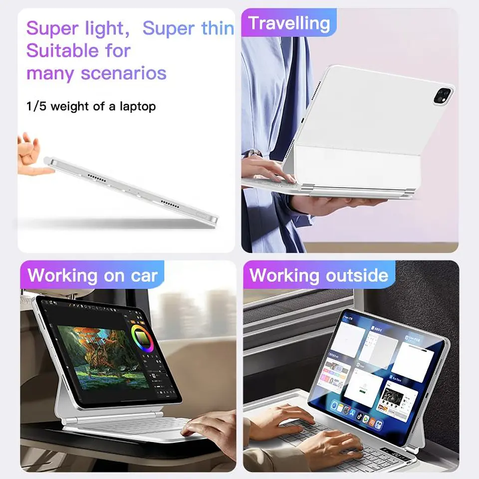 Funda Con Teclado Para iPad Magic Magnético Español 3