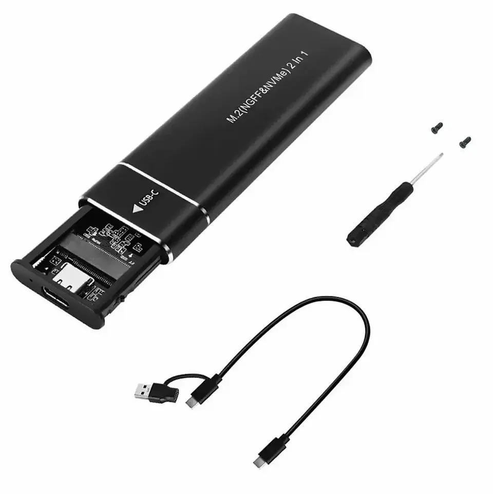 Cofre Externo USB 3.1 Tipo C Para SSD M.2 NVMe / SATA 1