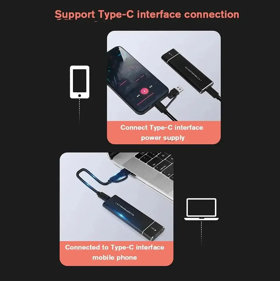 Cofre Externo USB 3.1 Tipo C Para SSD M.2 NVMe / SATA 3