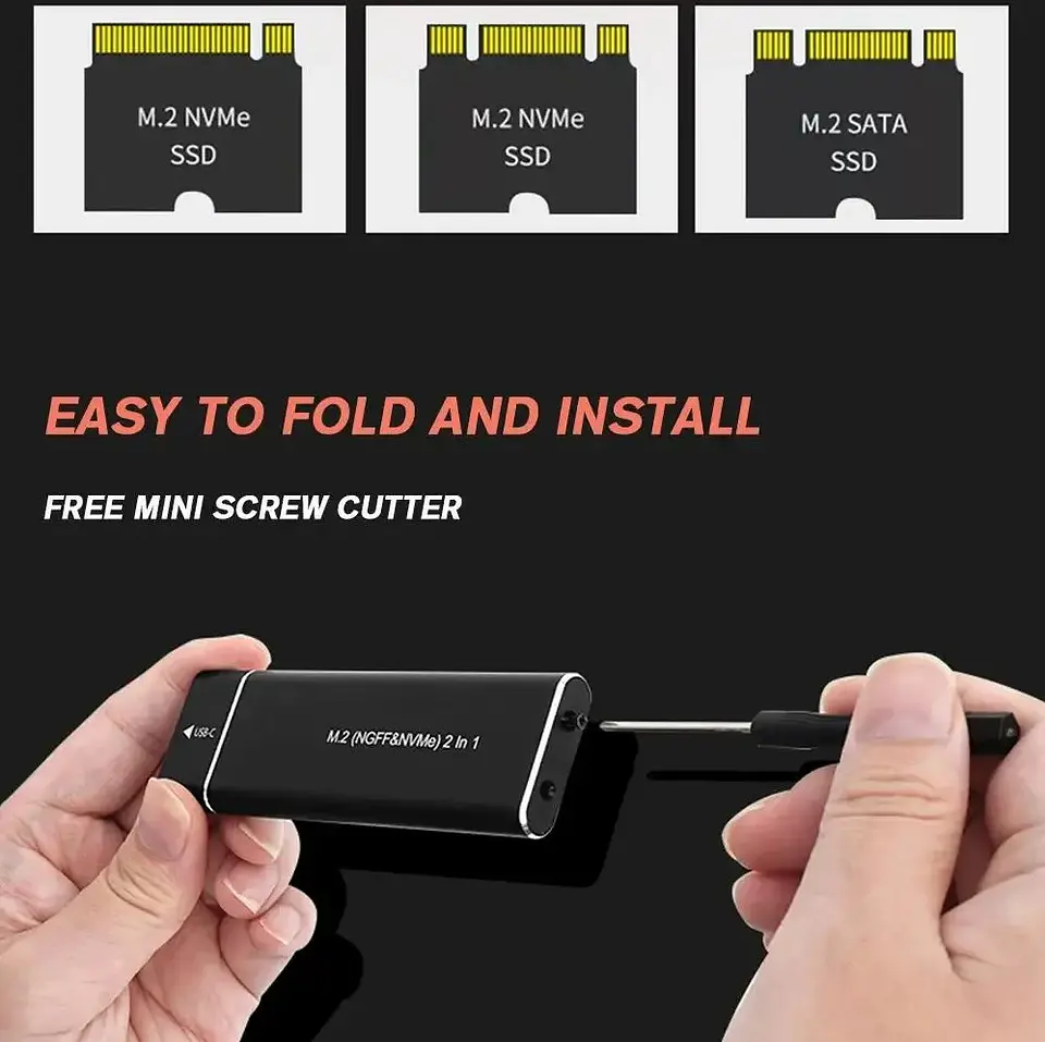 Cofre Externo USB 3.1 Tipo C Para SSD M.2 NVMe / SATA 5