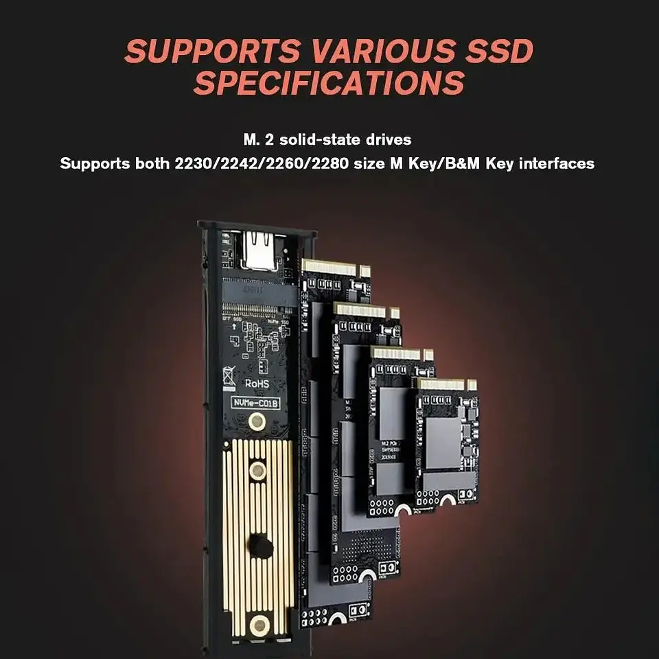 Cofre Externo USB 3.1 Tipo C Para SSD M.2 NVMe / SATA 6