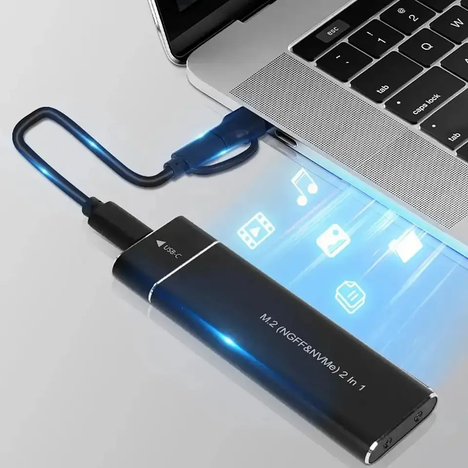 Cofre Externo USB 3.1 Tipo C Para SSD M.2 NVMe / SATA 2