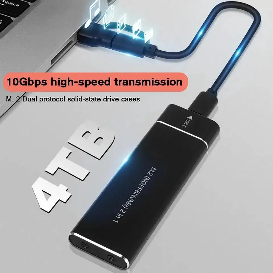 Cofre Externo USB 3.1 Tipo C Para SSD M.2 NVMe / SATA 7