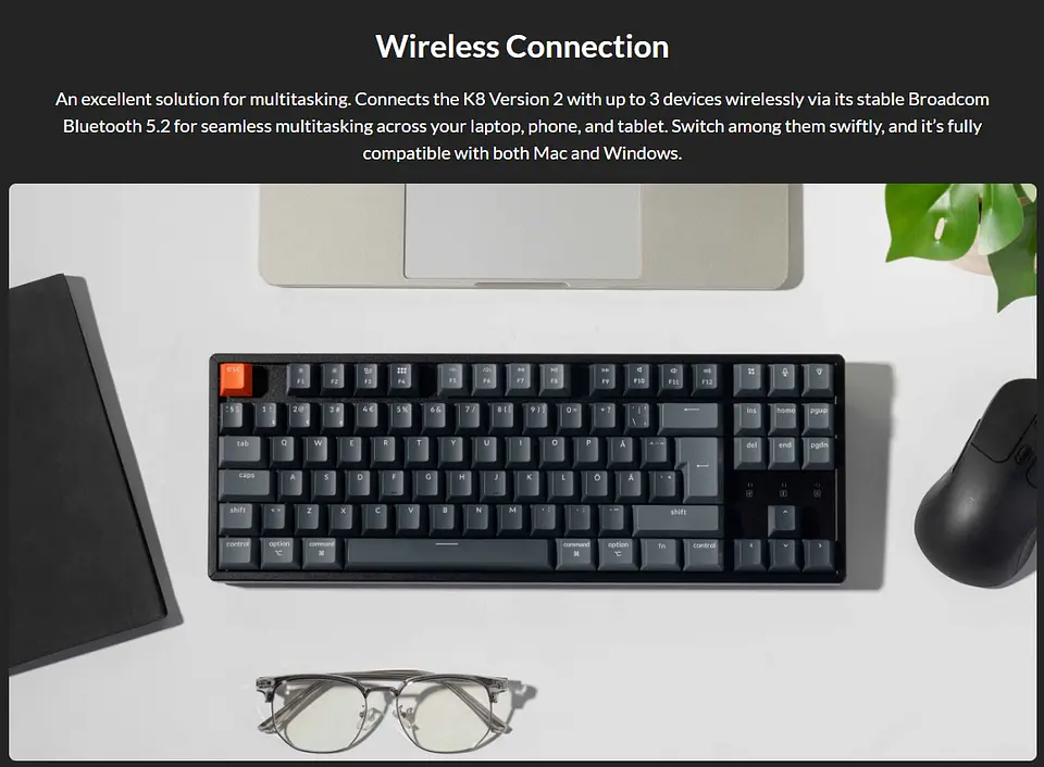 Teclado Gamer Inalámbrico Keychron K8 QMK Versión 2 Español 3