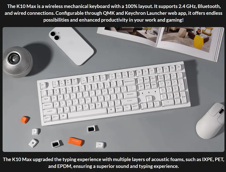 Teclado Gamer Inalámbrico Keychron K10 Max Español 2