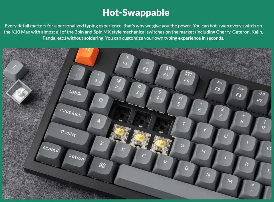 Teclado Gamer Inalámbrico Keychron K10 Max Español 7