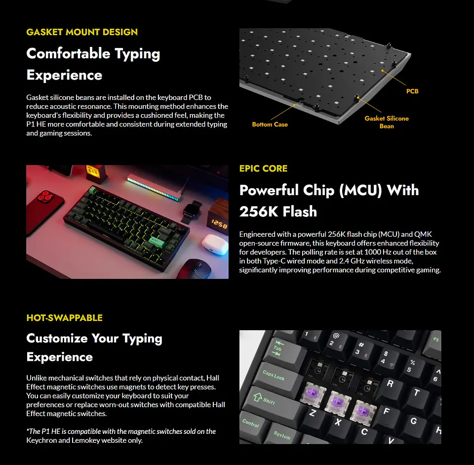 Teclado Gamer Inalámbrico Lemokey P1 HE 10