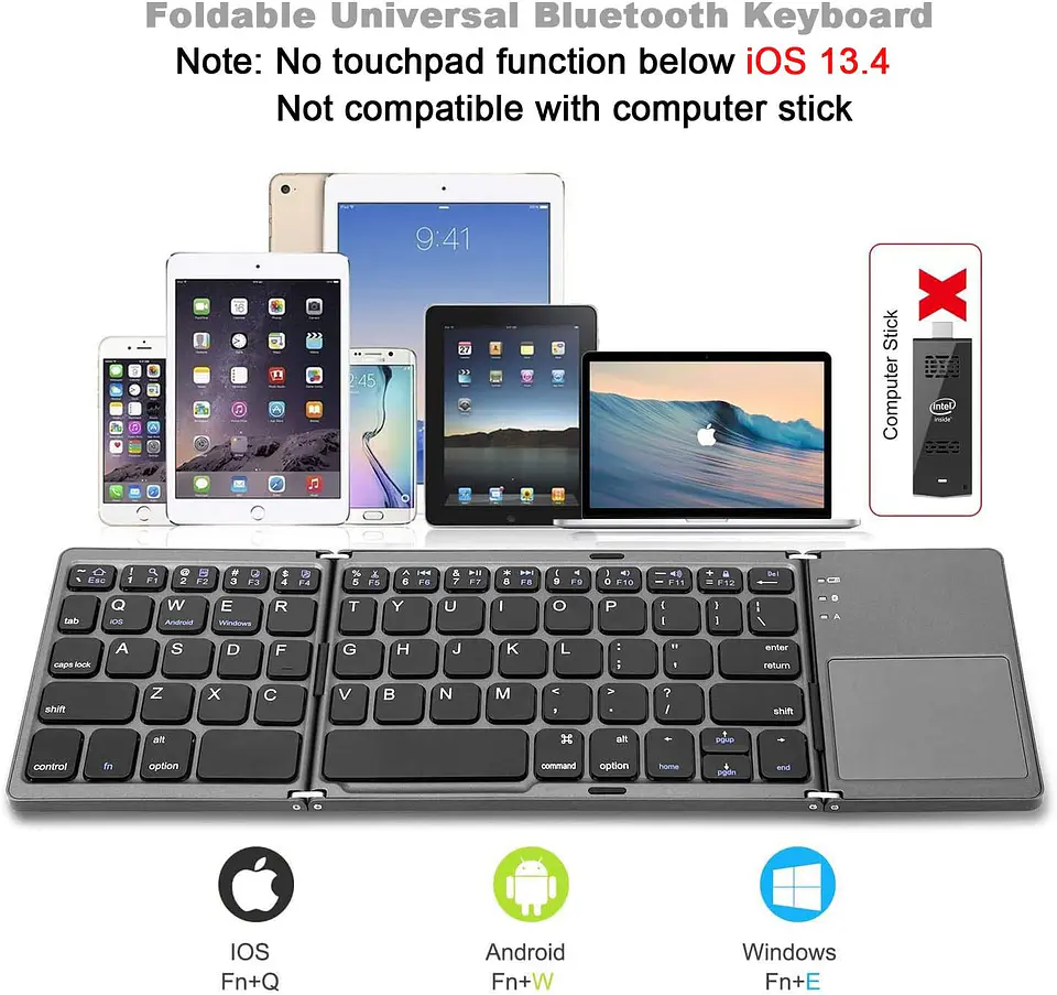 Teclado Plegable Inalámbrico con Touchpad  3