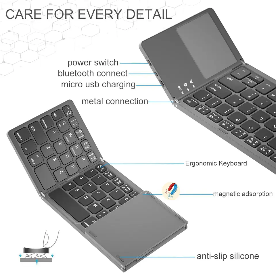 Teclado Plegable Inalámbrico con Touchpad  7