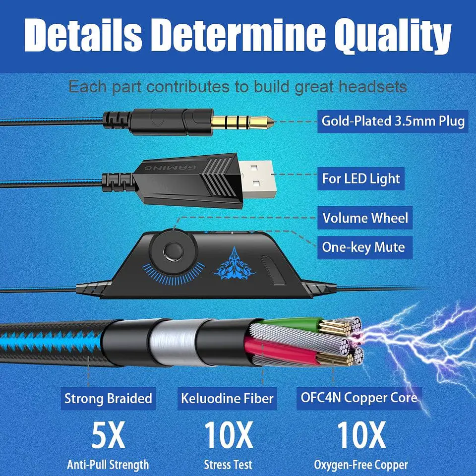 Audífonos Gamer 7.1 Compatible Con PS5, PS4, XBOX, NOTEBOOK, PC 6