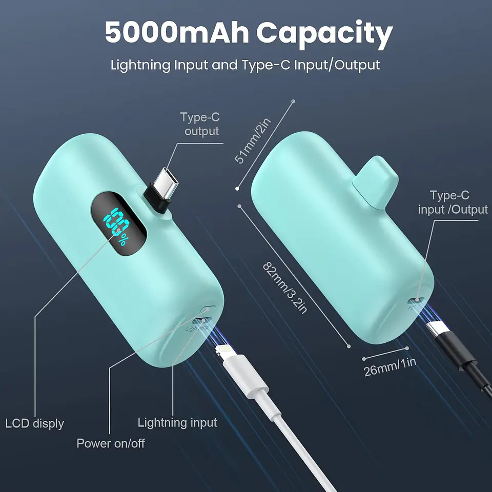 Bateria Cargador Portatil 5000mAh Tipo C  3