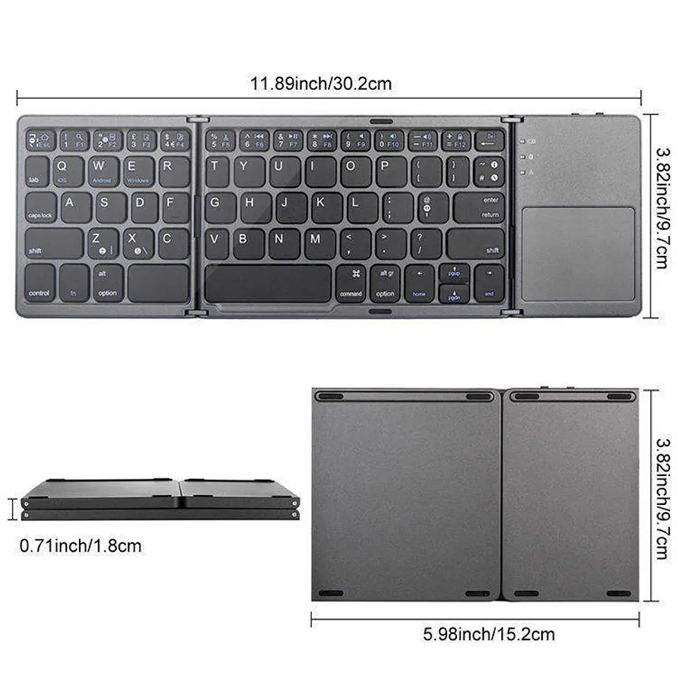 Teclado Plegable Inalámbrico con Touchpad  8