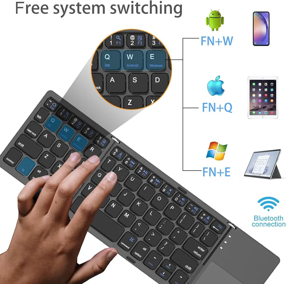 Teclado Plegable Inalámbrico con Touchpad  4