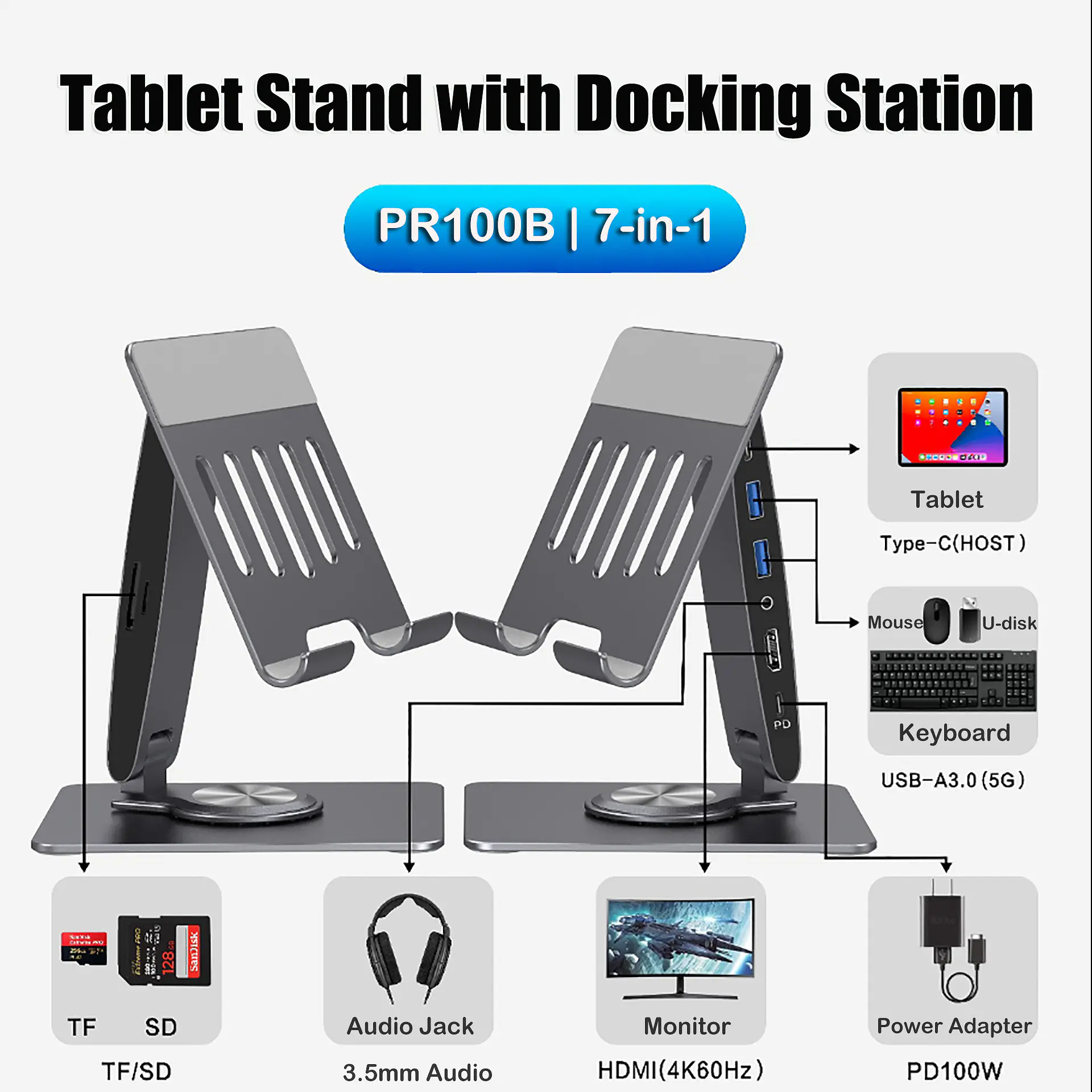 HUB Stand Para Macbook / iPad / Notebook 7 en 1 HDMI 6