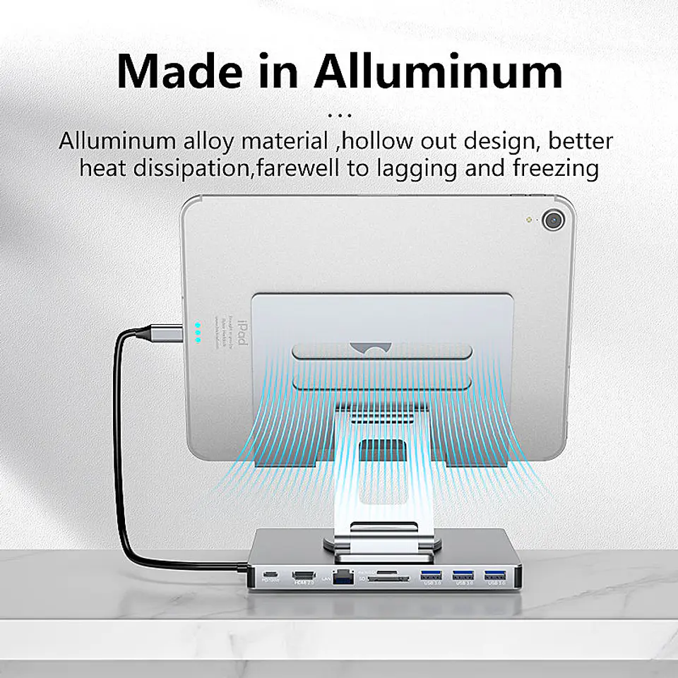 Soporte Ajustable 360° Para Macbook Con Hubs 9 en 1 6