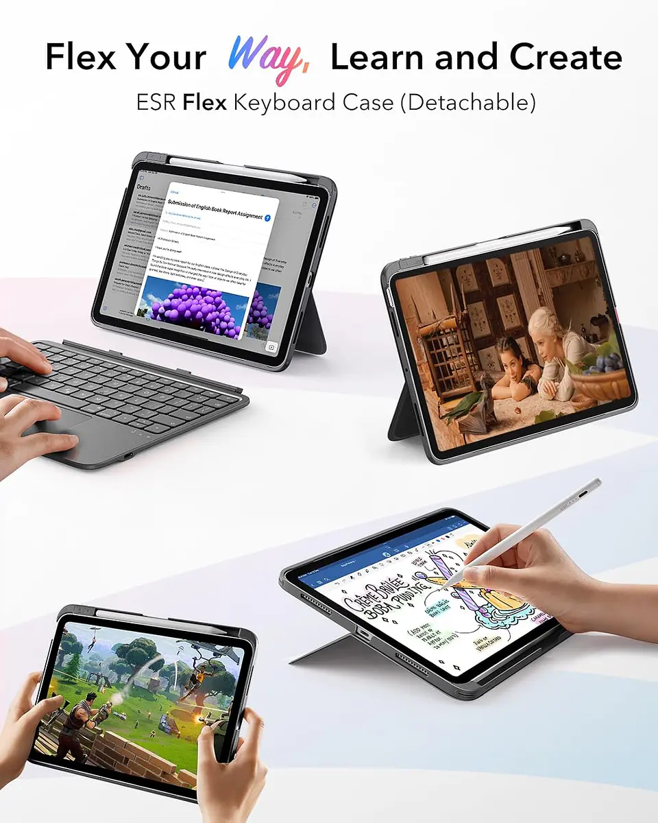 Teclado ESR Flex para iPad Air 11 M4 / M3 / M2 - 10.9 4ta gen / 5ta Gen 9