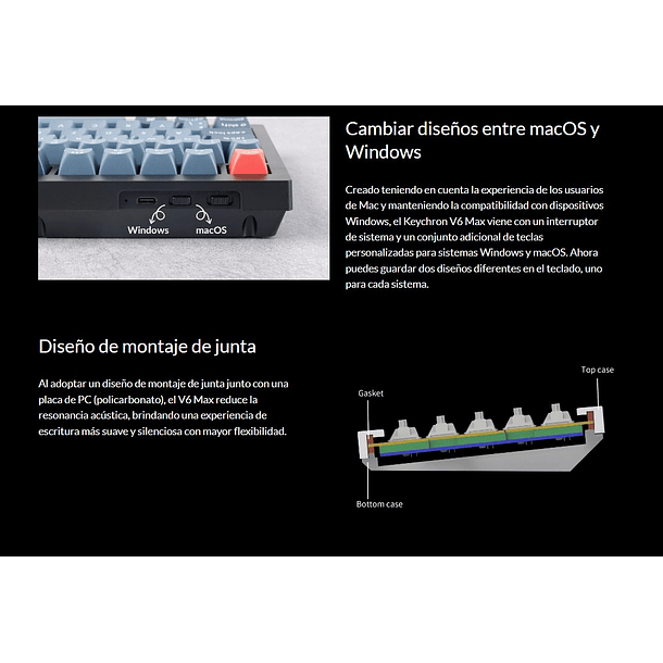 Teclado Gamer Inalámbrico Keychron V6 Max Español 6