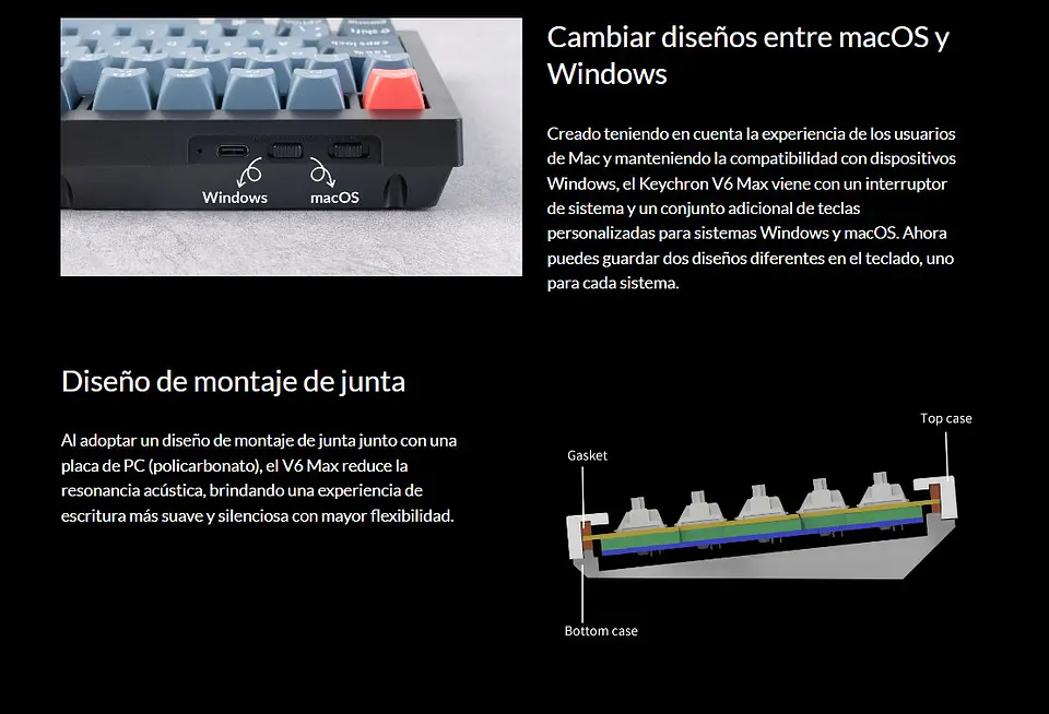 Teclado Gamer Inalámbrico Keychron V6 Max Español 6