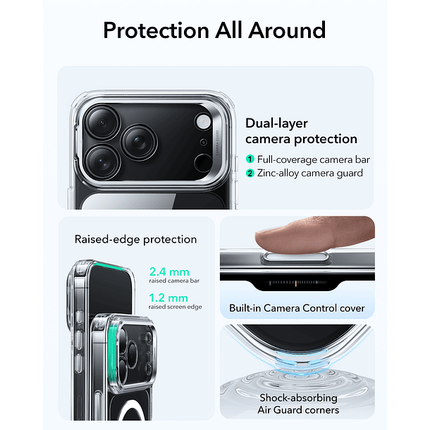 Carcasa ESR Para iPhone 17 Pro Max Hybrid Stash Stand 5