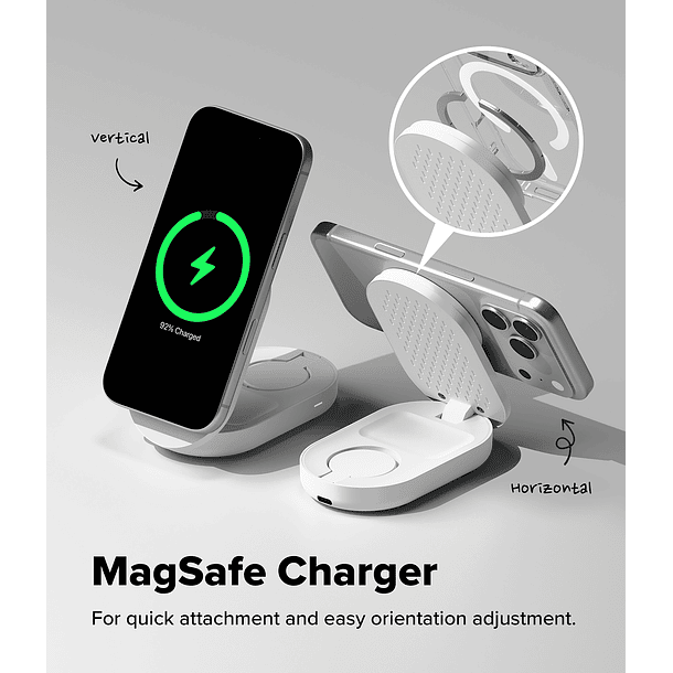 Stand de Carga Inalámbrica Ringke Qi2 25W 3 en 1 Magnético Plegable 5