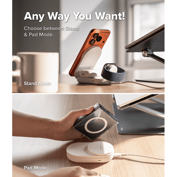 Stand de Carga Inalámbrica Ringke Qi2 25W 3 en 1 Magnético Plegable 6