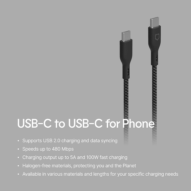 Cable RhinoShield Carga Rápida USB-C a USB-C (2 Metros) 3
