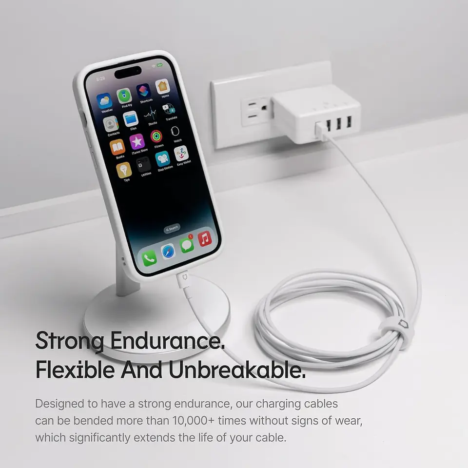 Cable RhinoShield Carga Rápida MFI Lightning a USB-A (1 Metro)  3
