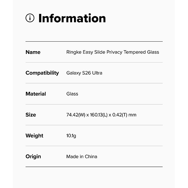 Lamina Pantalla Anti espía Ringke Galaxy S26 Ultra (Pack 2UN) 11