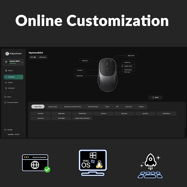 Mouse Keychron BM24 Inalambrico 2.4GHZ + Bluetooth 3