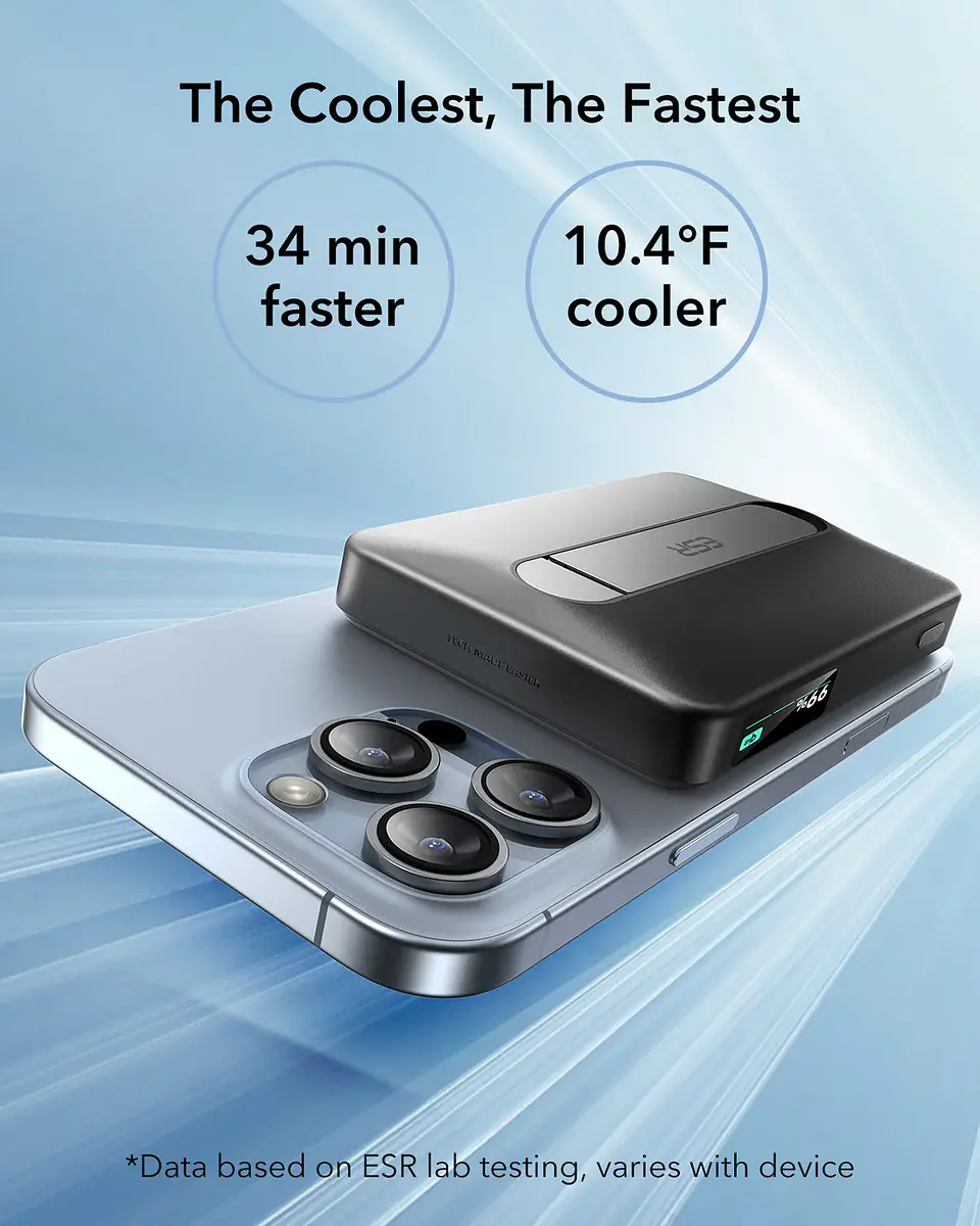 Bateria portatil ESR Qi2 10,000mah Magnetica Kickstand Powerbank 4
