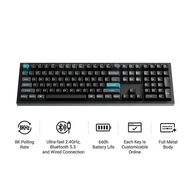 Teclado Keychron Q6 Ultra 8K Inalambrico 2.4Ghz RGB Negro Español 100% 2