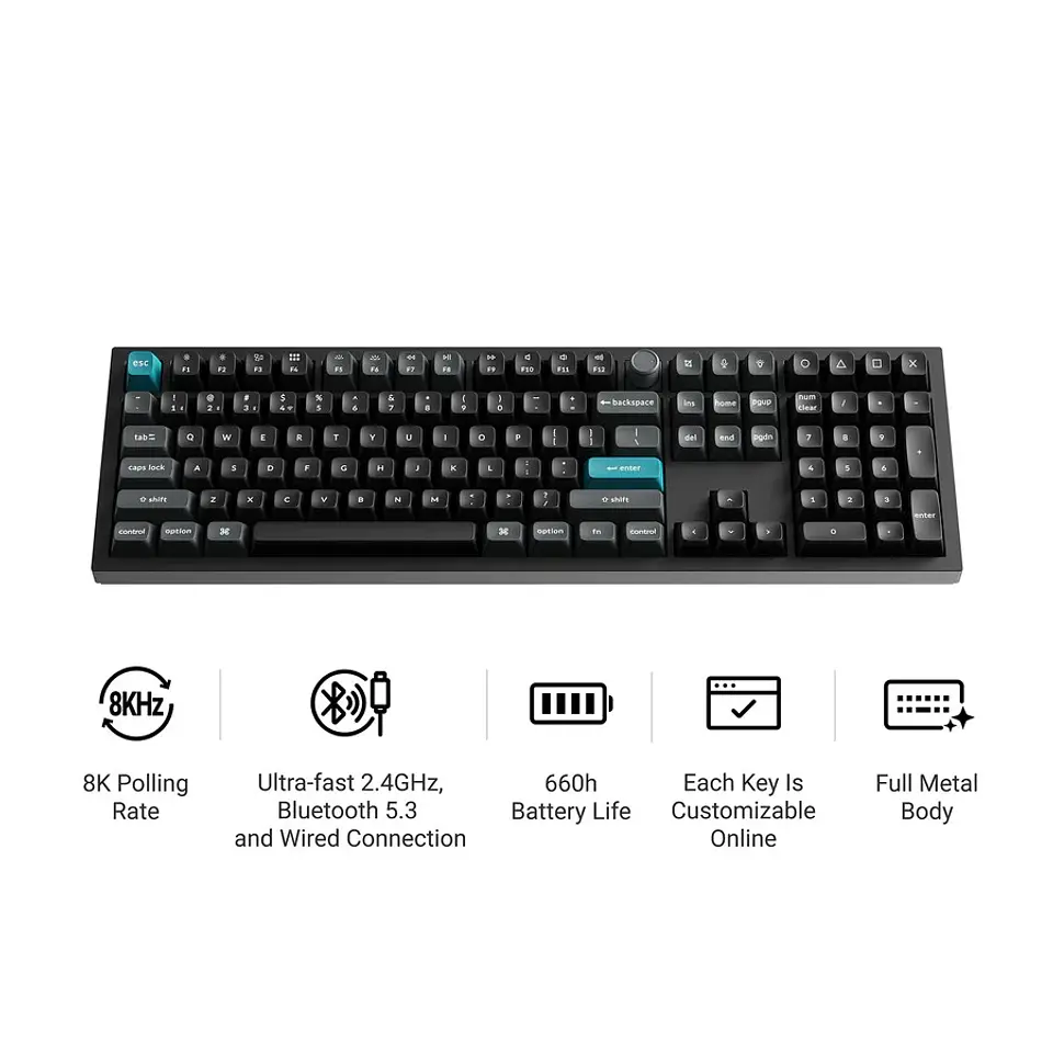 Teclado Keychron Q6 Ultra 8K Inalambrico 2.4Ghz RGB Negro Español 100% 2