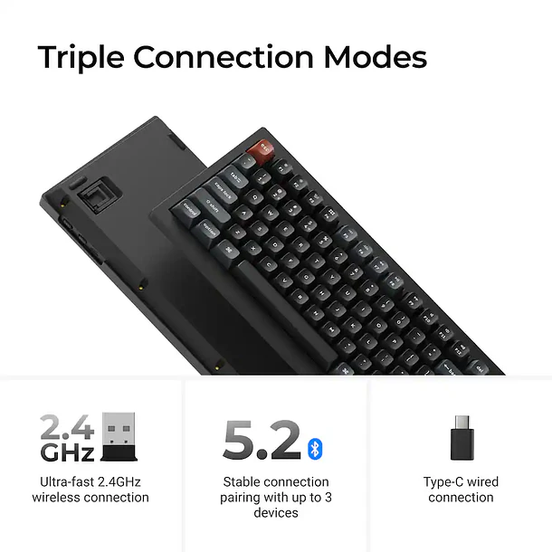 Teclado Keychron V1 Ultra 8K Inalámbrico 2.4GHZ Negro 75% 6