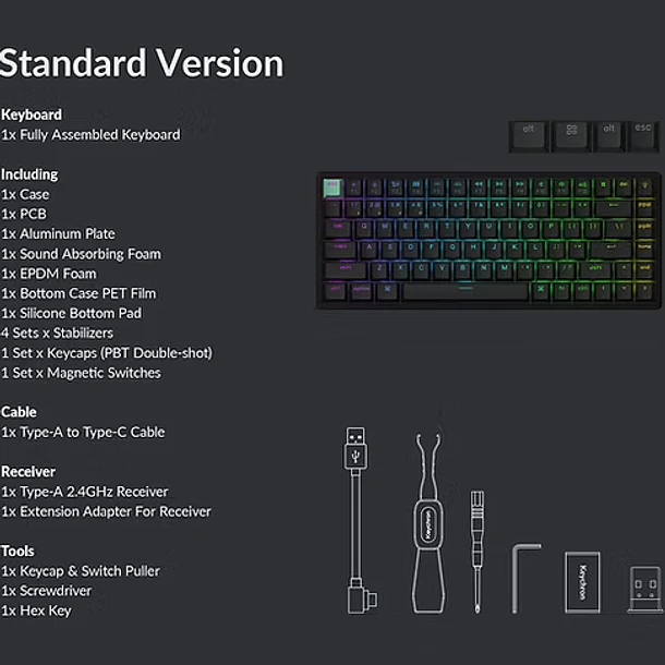 Teclado Keychron K2 HE Inalambrico 2.4Ghz Negro Nebula Switch 5
