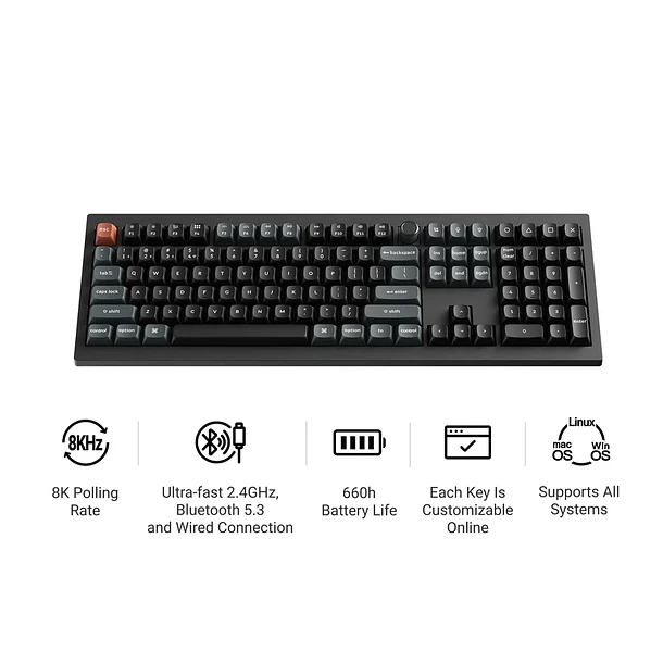 Teclado Keychron V6 Ultra 8K Inalambrico 2.4Ghz Negro 2