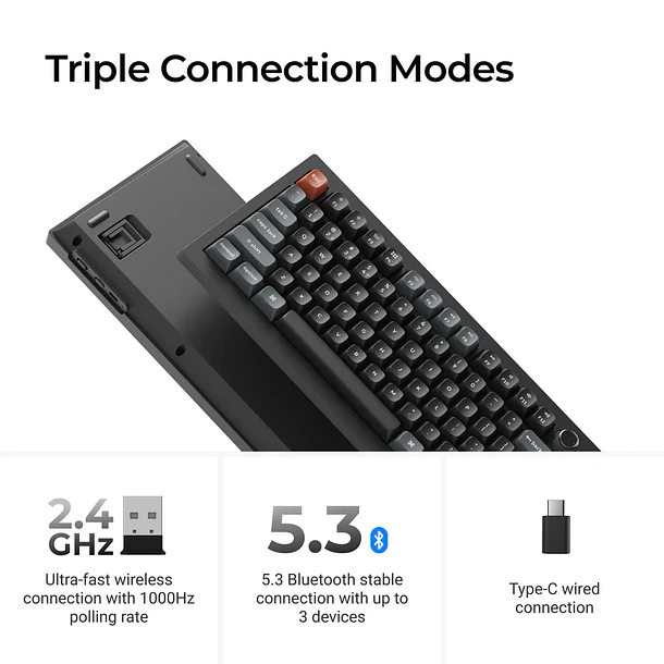 Teclado Keychron V6 Ultra 8K Inalambrico 2.4Ghz Negro 3