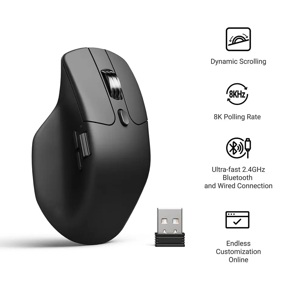 Mouse Inalámbrico Ergonómico Keychron M6 8K 2.4ghz Bluetooth 3