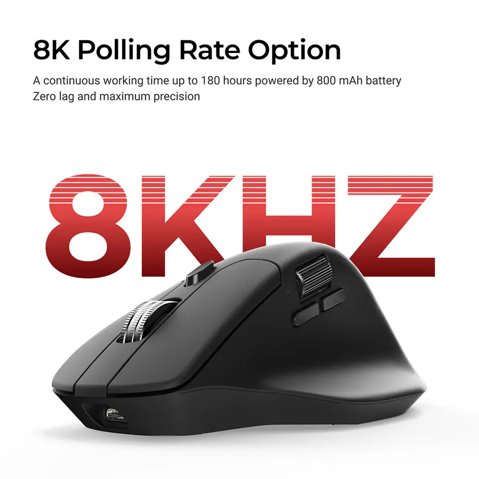 Mouse Inalámbrico Ergonómico Keychron M6 8K 2.4ghz Bluetooth 5
