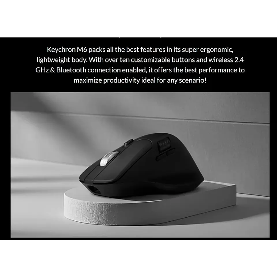 Mouse Inalámbrico Ergonómico Keychron M6 2.4ghz Bluetooth Negro 4